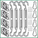 Sun Shade Sail Hardware Kit: 6 Inch Stainless Steel Sun Sail Hardware Kit for Triangle & Rectangle Shade Sail Canopy Installation, 44 Pcs Sunshade Hardware for Sun Shades Outdoor Patio Garden Backyard