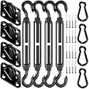 Sun Shade Sail Hardware Kit: 6 Inch 304 Stainless Sunshade Hardware for Rectangle & Triangle Shade Sail Installation, 44 Pcs Heavy Duty Canopy Accessories for Sun Shades Outdoor Patio Garden Backyard