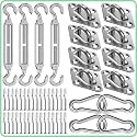 Sun Shade Sail Hardware Kit 6 Inch – 80 Pcs Heavy Duty Stainless Steel Sun Sail Hardware with Turnbuckles, Pad Eyes, Hooks, for Triangle & Rectangle Shade Sail Canopy, Outdoor Patio, Garden, Backyard