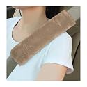 Sun Walker 2PCS Seat Belt Shoulder Pads, Fluffy Soft Plush Auto Seat Belt Pads for Protecting Your Neck & Shoulder, Comfortable Seatbelt Cover Warm Protective Cushion for Most Cars (Light Brown)