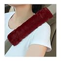 Sun Walker 2PCS Seat Belt Shoulder Pads, Fluffy Soft Plush Auto Seat Belt Pads for Protecting Your Neck &amp; Shoulder, Comfortable Seatbelt Cover Warm Protective Cushion for Most Cars (Wine Red)