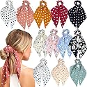 12 Pcs Multicolour Floral Hair Scrunchies, Ponytail Scarf Scrunchies for Women Girls