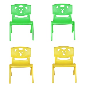 sunbaby magic bear face chair strong amp durable plastic best for school study portable activity chair for childrenkidsbaby weight handles upto 100 kg each-set of 4 greenyellow