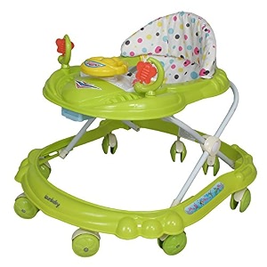 sunbaby rideon car baby walker strong height adjustable light amp musical toys rattles soft thick cushioned seat-activity walker 9 months green