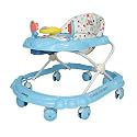 SUNBABY Rideon Car Baby Walker, Strong, Safety Standards, Height Adjustable, Light & Musical Toys, Rattles, Soft Thick Cushioned Seat-Activity Walker 9 Months+ (Blue)