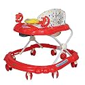 SUNBABY Rideon Car Baby Walker, Strong, Safety Standards, Height Adjustable, Light &amp; Musical Toys, Rattles, Soft Thick Cushioned Seat-Activity Walker 9 Months+ (RED)