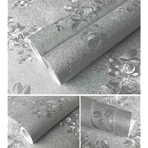 sunbird kitchen oil proof sticker waterproof wallpaper aluminum foil stickers contact paper self-adhesive backsplash heat resistant sheet for kitchen 24 x 60 inch jasmine silver