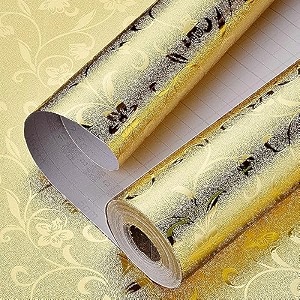 sunbird kitchen oil proof sticker waterproof wallpaper aluminum foil stickers contact paper self-adhesive backsplash heat resistant sheet for kitchen 24 x 48 inch jasmine gold