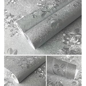 sunbird kitchen oil proof sticker waterproof wallpaper floral aluminum foil stickers contact paper self-adhesive backsplash heat resistant sheet for kitchen 12 x 60 inch jasmine silver white