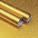 SUNBIRD Kitchen Oil Proof Sticker Waterproof Wallpaper Aluminum foil Stickers Contact Paper, Self-Adhesive Backsplash Heat Resistant Sheet for Kitchen (24 X 78 Inch, Gold Texture)