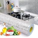 SUNBIRD Kitchen Oil Proof Sticker Waterproof Wallpaper Aluminum foil Stickers Contact Paper, Self-Adhesive Backsplash Heat Resistant Sheet for Kitchen (12 X 60 Inch, Silver Texture)