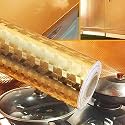 SUNBIRD Kitchen Oil Proof Sticker Waterproof Wallpaper Aluminum foil Stickers Contact Paper, Self-Adhesive Backsplash Heat Resistant Sheet for Kitchen (24 X 78 Inch, Gold 3D Texture)