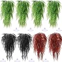 Suncalla 8 Pack Reptile Plants Terrarium Hanging Plant Vine Boston Climbing Terrarium Plant with Suction Cup for Bearded Dragons Lizard Crested Gecko Snake Crab Tank(Vivid Series,3 Colors)