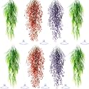 Suncalla 8 Pack Reptile Plants Terrarium Hanging Plant Vine Boston Climbing Terrarium Plant with Suction Cup for Bearded Dragons Lizard Crested Gecko Snake Crab Tank(Tri Color Series,3 Colors)