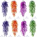 Suncalla 8 Pack Reptile Plants Terrarium Hanging Plant Vine Boston Climbing Terrarium Plant with Suction Cup for Bearded Dragons Lizard Crested Gecko Snake Crab Tank(Multicolor Series,4 Colors)