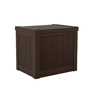 suncast 22 gal small outdoor storage deck box resin flat lid java