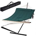 SUNCREAT Hammocks Two Person Hammock with 12ft Stand Included, Dark Green