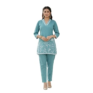 SUNDARTA Womens Rayon Slub Kurta Set