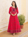 SUNDAYKURTI Printed Cotton Blend Stitched Anarkali Gown