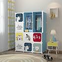 Sunderlook Plastic Wardrobe for Storage - Multipurpose Plastic Cabinet for Storage, Foldable Wardrobes for Cloth, Collapsible Wardrobe, Cupboard for Clothes (Blue KTD2, 12 Door)