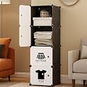 Sunderlook Plastic Wardrobe for Storage - Multipurpose Plastic Cabinet for Storage, Foldable Wardrobes for Cloth, Collapsible Wardrobe, Cupboard for Clothes (Pink KTP1, 12 Door)