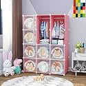 Sunderlook Plastic Wardrobe for Storage - Multipurpose Plastic Cabinet for Storage, Foldable Wardrobes for Cloth, Collapsible Wardrobe, Cupboard for Clothes (Pink KTC4, 12 Door)