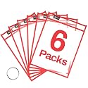 SUNEE 6 Packs Oversized Reusable Dry Erase Pocket Sleeves with Ring, Red 10x14 Ticket Holders, Clear Plastic Sheet Protectors, Teacher School Classroom Supplies