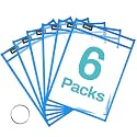 SUNEE 6 Packs Oversized Reusable Dry Erase Pocket Sleeves with Ring, Blue 10x14 Ticket Holders, Clear Plastic Sheet Protectors, Teacher School Classroom Supplies