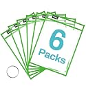 SUNEE 6 Packs Oversized Reusable Dry Erase Pocket Sleeves with Ring, Green 10x14 Ticket Holders, Clear Plastic Sheet Protectors, Teacher School Classroom Supplies