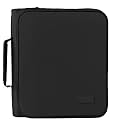 SUNEE Zippered Binder Bag with Handle, 2-Inch 3-Ring O-Ring, 500-Sheet Capacity, Includes Zip Pocket, 5-Tab Expanding File Folder, Multi-Pocket Organizer Binder for Middle School, Black