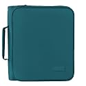 SUNEE Zippered Binder Bag with Handle, 2-Inch 3-Ring O-Ring, 500-Sheet Capacity, Includes Zip Pocket, 5-Tab Expanding File Folder, Multi-Pocket Organizer Binder for Middle School, Dark Teal-Green