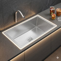 Sunflow 32x20x10 Kitchen Sink Single Bowl, 32 Inch, SS304, 16-Gauge Stainless Steel Sink SF3220 | HANDMADE KITCHEN SINK | 32X20X10 Vessel Sink (Silver)