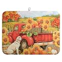 Sunflower Dish Drying Mat Pumpkin Fall Dish Drying Pad Thanksgiving Kitchen Drying Mat Truck Dish Drying Matt Autumn Harvest Dish Drainer Mat 18x24 In Coffee Maker Mats