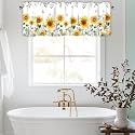 Sunflower Green Leaves Valances for Windows, Rod Pocket Sheer 54x18 in