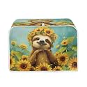 Sunflower Sloth 4 Slice Toaster Covers Kitchen Home Dustproof Decorative Accessories Lightweight with Top Hook Bread Maker Oven Fingerprint Cover Universal Fit