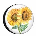 Sunflower Spare Tire Cover Yellow Sunflower Wheel Covers for RV Tires Camper Tire Case Protectors for Trailer Rv SUV Truck Travel Trailer 15 in