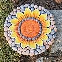 Sunflower Stepping Stones Outdoor Garden - Garden Stepping Stones Pavers for Outside Walkway Garden Stones Garden Stepping Stones Outdoor Decorative Stone for Garden 10 * 10 * 0.75 Inch