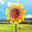 Sunflower Wind Spinners, 360 Degrees Swivel Metal Wind Sculptures, 62" Garden Pinwheels for Yard Lawn Patio Decor