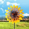 Sunflower Wind Spinners, 360 Degrees Swivel Metal Wind Sculptures, 76" Large Garden Pinwheels for Yard Lawn Patio Decor