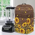 Sunflower Wood Grains Kitchen Blender Food Processor Dust Cover with Top Handle and Drawstring, Dust Protection Easy to Clean Small Appliance Juicer Coffee Maker Cover
