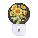 Sunflowers Field Night Light Yellow Flowers Spring Summer Floral Night Lights Plug into Wall for Boys Girls, Plug-in Nightlight 0.5W LED Lighting for Stairway Hallway Bedroom