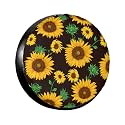 Sunflowers Flower Black Spare Tire Cover Wheel Protectors Dust-Proof Wheel Tire Cover Fit Trailer, Rv, Sand Many Vehicle 16inch