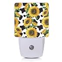 Sunflowers Night Light,Cow Print Night Lights Plug into Wall Dusk to Dawn Sensor Led Lamp for Women Men,Led Lights for Stairway/Hallway/Bedroom,0.5W