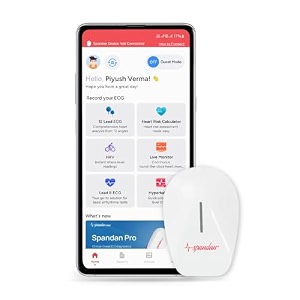 sunfox spandan 40 portable 12-lead ecg device  portable ecg machine for home  heart rate monitor with pack of 20 electrodes