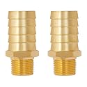 SUNGATOR 1/2" NPT to 1" Barb, Hose Barb Fitting, Air Hose Fitting, 2-PCS