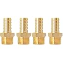 SUNGATOR 1/2'' NPT Brass Hose Barb Fittings, 1/2'' NPT Male Thread to 1/2 Inch Barbed Air Hose Fittings, 1/2 Inch Brass Air Line Repair Connectors for Compressor, Fuel, Oil (4-Pack)