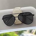 Sunglass Holder for Car, Magnetic Leather Eyeglass Hanger Sunglass Clip for Car Visor, Car Sunglass Holder Organizer Storage, Car Interior Accessories (1PCS, Beige)