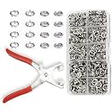Sunhet Snap Fasteners Kit with Pliers, 100 Sets 9.5mm Metal Snaps Buttons with Fastener Pliers Press Tool Kit with 10 Compartment Storage Box