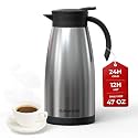 SUNHOUSE 47 Oz Thermal Coffee Carafe - Insulated Stainless Steel Thermos
