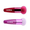 SUNISA 2Pcs Makeup Sponge Mushroom Facial Foundation Sponges Makeup Blending Sponge Powder Puff Makeup Tools with Handle Case for Liquid Foundation Creams and Powders (Multicolor)